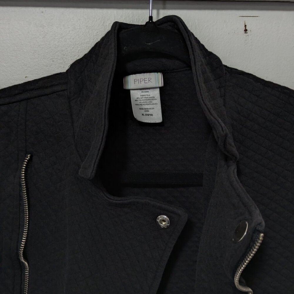 PIPER Girls Quilted Cross Zip Front Fleece XL (14/16) Biker Jacket - Picture 4 of 7